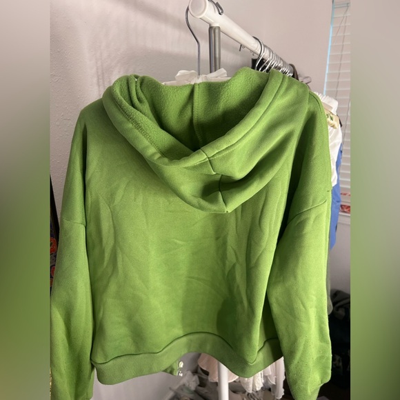 Large Green Zip Up Drawstring Hoodie Sweater Jacket Shein - Picture 2 of 4
